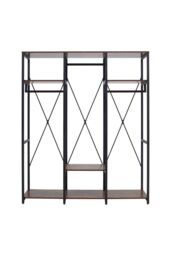 H&O Direct Large Freestanding Clothing Rack with Storage Shelves in Brown - thumbnail 3