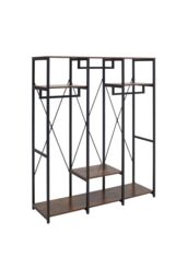 H&O Direct Large Freestanding Clothing Rack with Storage Shelves in Brown - thumbnail 4