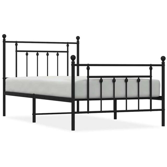 Berkfield Home Metal Bed Frame with Headboard & Footboard Black 100x190 cm - image 1