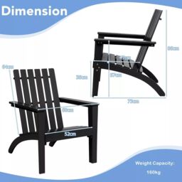Costway Solid Acacia Wood Adirondack Chair Outdoor Patio Chair Lawn Chair in Black - thumbnail 2