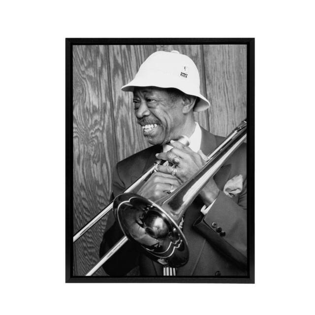 "Artery8 Jazz Trombone Player Al Grey Framed Canvas Wall Art Print - Size: W12"" x H16""" - image 1