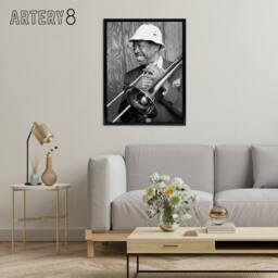"Artery8 Jazz Trombone Player Al Grey Framed Canvas Wall Art Print - Size: W12"" x H16""" - thumbnail 3
