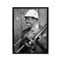"Artery8 Jazz Trombone Player Al Grey Framed Canvas Wall Art Print - Size: W12"" x H16""" - thumbnail 1