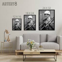 "Artery8 Jazz Trombone Player Al Grey Framed Canvas Wall Art Print - Size: W12"" x H16""" - thumbnail 4