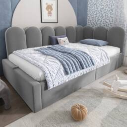 Rolipo 3FT Single Grey Velvet Daybed with Hydraulic Storage 90x190cm - Size: 90x190 cm