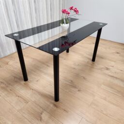 KOSY KOALA Dining Table Clear Glass Kitchen Place for 6 Seats, Dining Table Only (Clear H 75 x L 140 x W 80 cm)