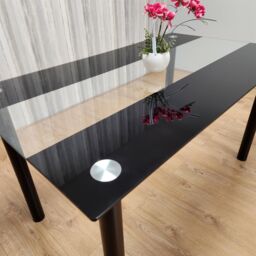 KOSY KOALA Dining Table Clear Glass Kitchen Place for 6 Seats, Dining Table Only (Clear H 75 x L 140 x W 80 cm) - thumbnail 2