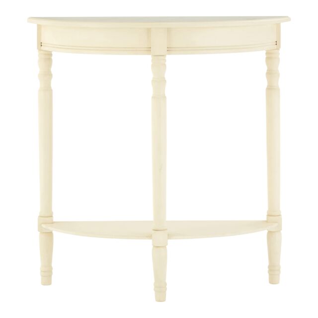 Orsina Rounded Console Table for Hallway, Pine Wood Wood Table for Home & Office Decor in White - image 1