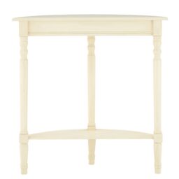 Orsina Rounded Console Table for Hallway, Pine Wood Wood Table for Home & Office Decor in White - thumbnail 4