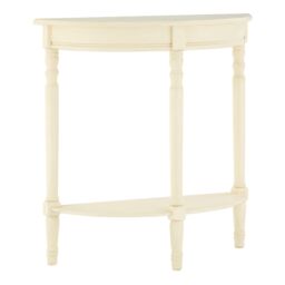 Orsina Rounded Console Table for Hallway, Pine Wood Wood Table for Home & Office Decor in White - thumbnail 2
