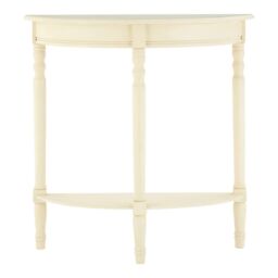 Orsina Rounded Console Table for Hallway, Pine Wood Wood Table for Home & Office Decor in White - thumbnail 6