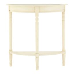 Orsina Rounded Console Table for Hallway, Pine Wood Wood Table for Home & Office Decor in White