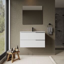 Banyetti Celtic 800mm Wall Hung Bathroom Vanity Unit with Lira Basin - Gloss White - thumbnail 7