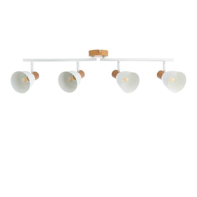 First Choice Lighting Lorel - Matt White & Wood Detail 4 Way Adjustable Ceiling Spotlight - image 1