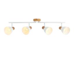 First Choice Lighting Lorel - Matt White & Wood Detail 4 Way Adjustable Ceiling Spotlight - thumbnail 2