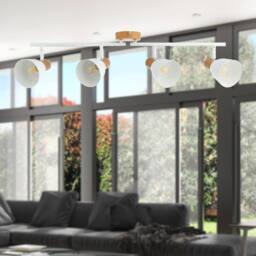 First Choice Lighting Lorel - Matt White & Wood Detail 4 Way Adjustable Ceiling Spotlight - thumbnail 5