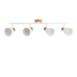 First Choice Lighting Lorel - Matt White & Wood Detail 4 Way Adjustable Ceiling Spotlight