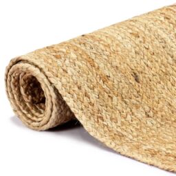 Berkfield Home Handmade Rug Jute Natural 120x180 cm in Brown - Size: 100 cm diameter - thumbnail 2