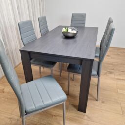 KOSY KOALA Dining Table & 6 Chairs Modern Dark Grey Dining Set With 6 Grey Faux Leather Chairs Dining Room Furniture in Brown - thumbnail 7