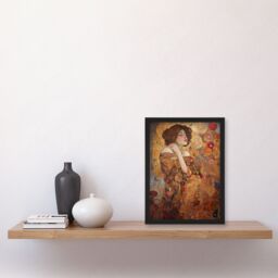 Artery8 The Dreamers Gustav Klimt Inspired Portrait Of A Woman Artwork Framed Wall Art Print A4 in Black - thumbnail 4
