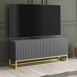 Mex Furniture LTD TV Unit Ripple 100cm - Dark Grey with Fluted Doors - thumbnail 6