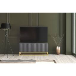 Mex Furniture LTD TV Unit Ripple 100cm - Dark Grey with Fluted Doors - thumbnail 3