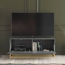 Mex Furniture LTD TV Unit Ripple 100cm - Dark Grey with Fluted Doors - thumbnail 2