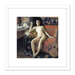 Artery8 Akseli Gallen-kallela - Demasquee 8X8 Inch Square Wooden Framed Wall Art Print Picture with Mount in White - thumbnail 1