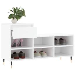 Berkfield Home Shoe Cabinet White 102x36x60 cm Engineered Wood - Size: 102 x 36 x 60 cm - thumbnail 4