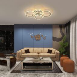 Garwarm LED Ceiling Light 76W Ceiling Lamp Dimmable 6 Rings Ceiling Chandelier in Clear - thumbnail 2