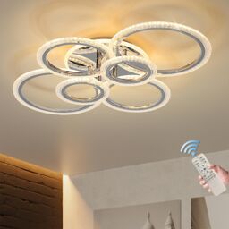 Garwarm LED Ceiling Light 76W Ceiling Lamp Dimmable 6 Rings Ceiling Chandelier in Clear - thumbnail 1
