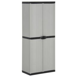 Berkfield Home Garden Storage Cabinet with 3 Shelves Grey&Black 68x40x168 cm in Grey - Size: 68 x 40 x 168 cm - thumbnail 1