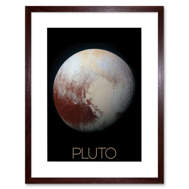 "Artery8 Wall Art Print NASA Our Solar System Pluto New Horizons Enhanced Colour Image Artwork Framed 9X7 Inch in Brown - Size: W7"" x H9""" - image 1
