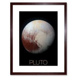 "Artery8 Wall Art Print NASA Our Solar System Pluto New Horizons Enhanced Colour Image Artwork Framed 9X7 Inch in Brown - Size: W7"" x H9""" - thumbnail 1