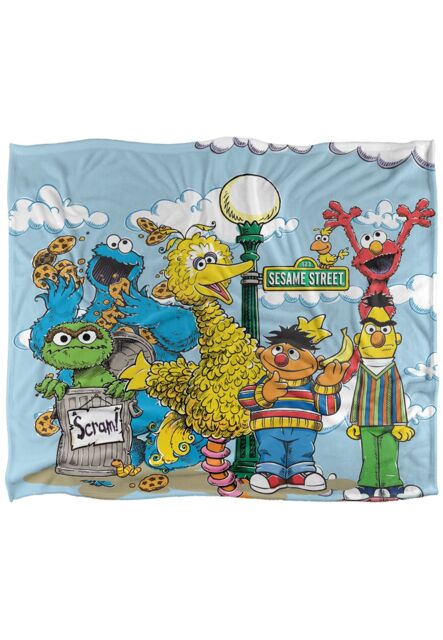Sesame Street Retro Gang Silky Touch Super Soft Throw Blanket 152 X 127 cm in White - image 1
