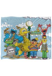 Sesame Street Retro Gang Silky Touch Super Soft Throw Blanket 152 X 127 cm in White - thumbnail 1