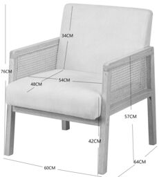 Nordlys Scandinavian Lounge Armchair with Wooden Frame & Caning in Red - thumbnail 5