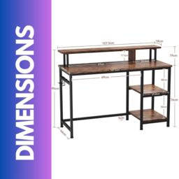FURNOS Industrial 107CM Computer Desk With Monitor Stand & Shelves in Brown - thumbnail 6