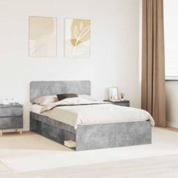 Berkfield Home Bed Frame with Headboard Concerte 120 x 190 cm Solid Pine Wood in Grey - thumbnail 1