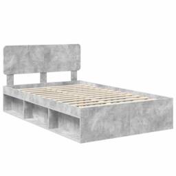 Berkfield Home Bed Frame with Headboard Concerte 120 x 190 cm Solid Pine Wood in Grey - thumbnail 4