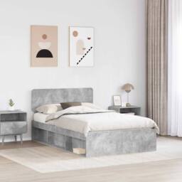 Berkfield Home Bed Frame with Headboard Concerte 120 x 190 cm Solid Pine Wood in Grey - thumbnail 3