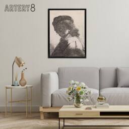 "Artery8 Self portrait in a cap & scarf Rembrandt Framed Canvas Wall Art in White - Size: W12"" x H16""" - thumbnail 3