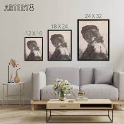 "Artery8 Self portrait in a cap & scarf Rembrandt Framed Canvas Wall Art in White - Size: W12"" x H16""" - thumbnail 4