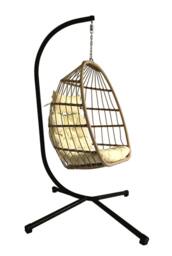 Groundlevel Luxury Hanging Egg Chair with Cushion in Cream - thumbnail 3