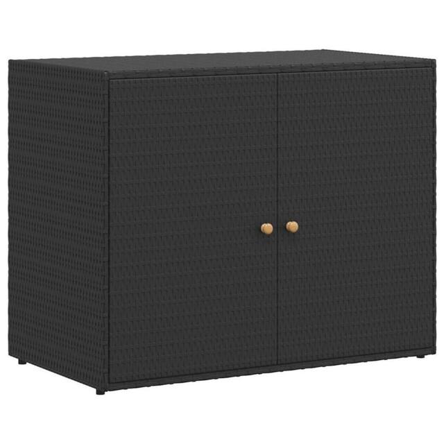 Berkfield Home Garden Storage Cabinet Black 100x55.5x80 cm Poly Rattan - image 1