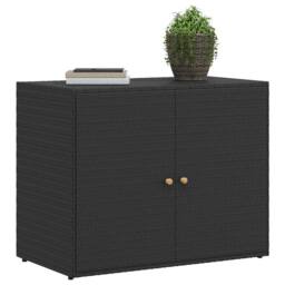 Berkfield Home Garden Storage Cabinet Black 100x55.5x80 cm Poly Rattan - thumbnail 4