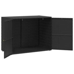 Berkfield Home Garden Storage Cabinet Black 100x55.5x80 cm Poly Rattan - thumbnail 5