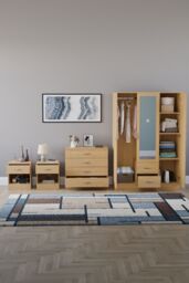 Home Discount Vida Designs 4Pc Bedroom Set 2xBedside, 4Drawer Chest, Mirror Wardrobe in Brown - thumbnail 3