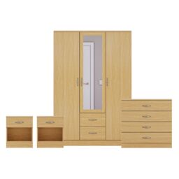 Home Discount Vida Designs 4Pc Bedroom Set 2xBedside, 4Drawer Chest, Mirror Wardrobe in Brown - thumbnail 8