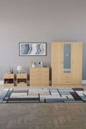 Home Discount Vida Designs 4Pc Bedroom Set 2xBedside, 4Drawer Chest, Mirror Wardrobe in Brown - thumbnail 4